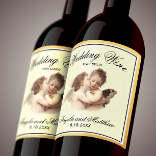 Romantic Vintage Wedding Wine First Kiss Wine Label
