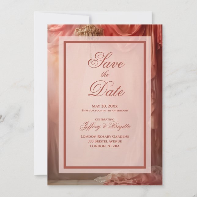 Romantic vintage whimsical Save The Date wedding  (Front)