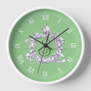 Romantic, Vintage Wreath Personalised Clock