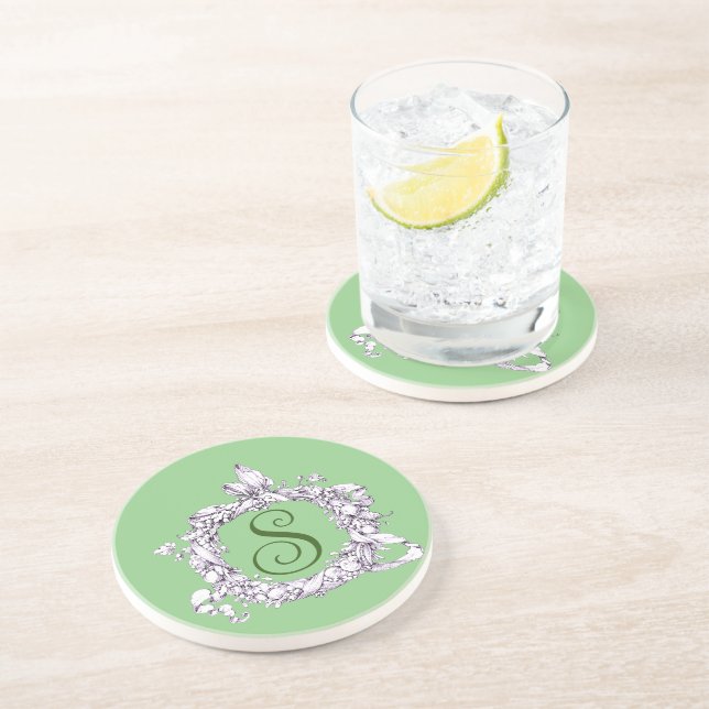 Romantic, Vintage Wreath Personalised Coaster (Side)
