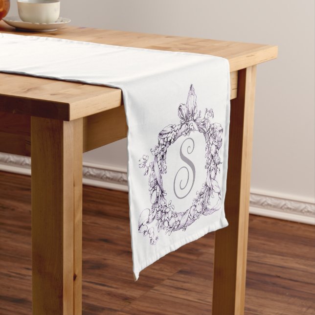 Romantic, Vintage Wreath Personalised  Medium Table Runner (In Situ)