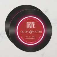 Romantic vinyl record wedding save the date