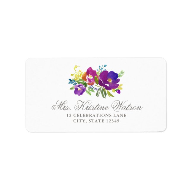 Romantic Violet Floral Address Label (Front)