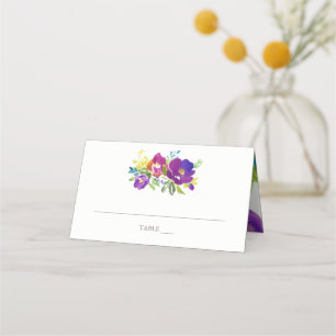 Romantic Violet Floral Bridal Shower Escort Card