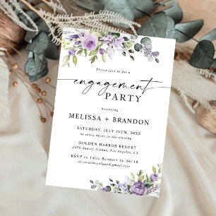 Romantic Violet Flower Engagement Party Invitation
