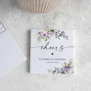 Romantic Violet Flowers Cheers Square Coaster