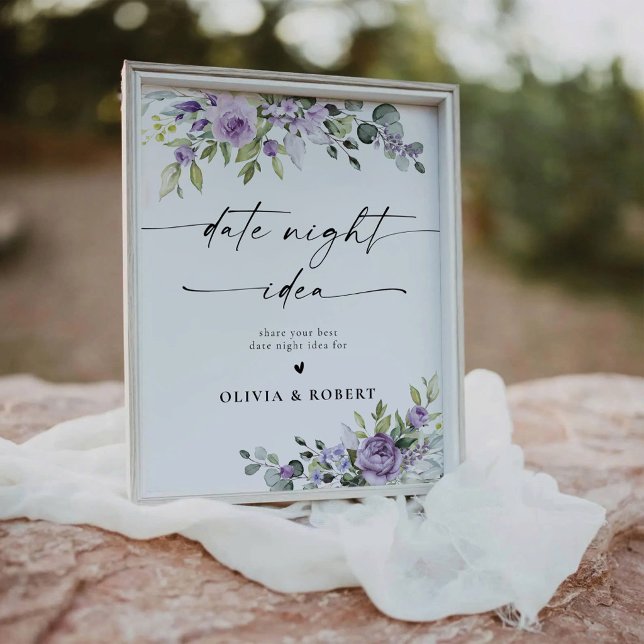 Romantic Violet Flowers Date Night Idea Sign (Creator Uploaded)