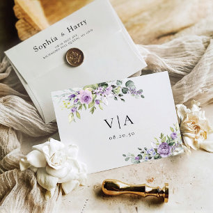 Romantic Violet Flowers Wedding Envelope