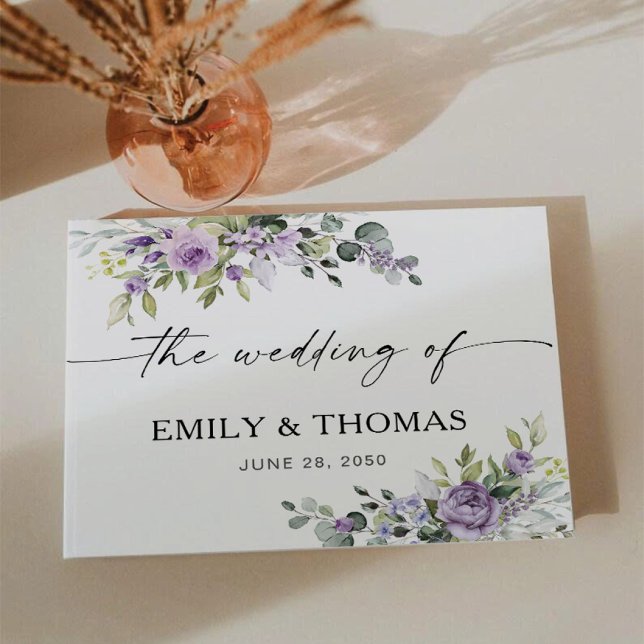 Romantic Violet Flowers Wedding Guest Book (Creator Uploaded)
