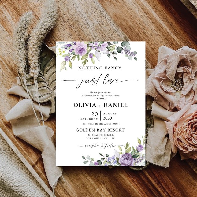 Romantic Violet Flowers Wedding Invitation (Creator Uploaded)