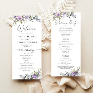 Romantic Violet Flowers Wedding Program