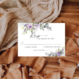 Romantic Violet Flowers Wedding RSVP Card