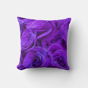romantic violet purple roses, pretty rose bouquet cushion