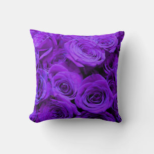 romantic violet purple roses, pretty rose bouquet cushion