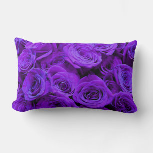 romantic violet purple roses, pretty rose bouquet lumbar cushion