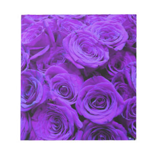romantic violet purple roses, pretty rose bouquet notepad