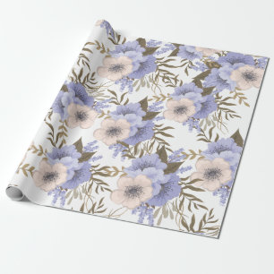 Romantic Violet & Sage Botanical Floral  Wrapping Paper