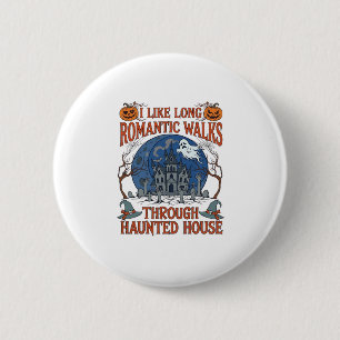 Romantic Walks Through Haunted House Ghost Pumpkin 6 Cm Round Badge