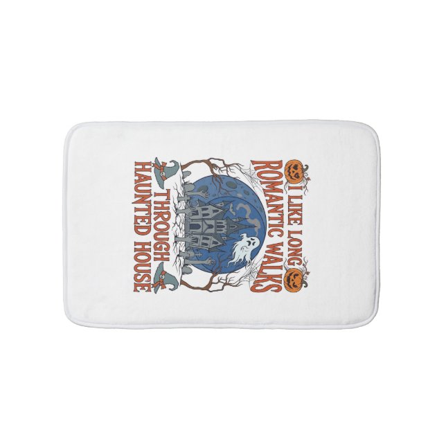 Romantic Walks Through Haunted House Ghost Pumpkin Bath Mat (Front)