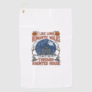 Romantic Walks Through Haunted House Ghost Pumpkin Golf Towel