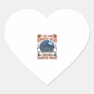 Romantic Walks Through Haunted House Ghost Pumpkin Heart Sticker