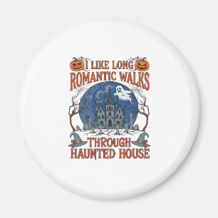 Romantic Walks Through Haunted House Ghost Pumpkin Magnet