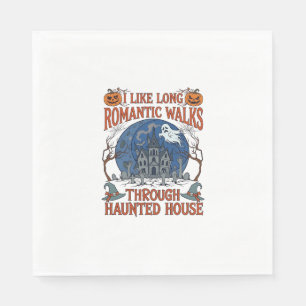 Romantic Walks Through Haunted House Ghost Pumpkin Napkin