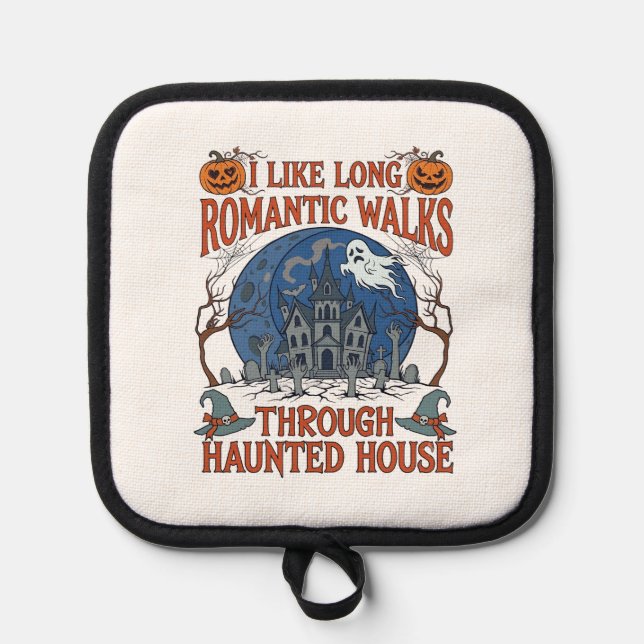Romantic Walks Through Haunted House Ghost Pumpkin Pot Holder (Front)