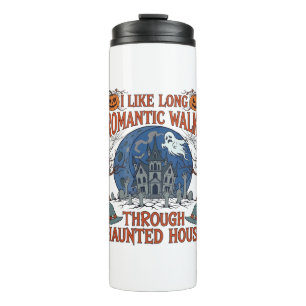 Romantic Walks Through Haunted House Ghost Pumpkin Thermal Tumbler