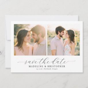 Romantic Warm Beige Photo Collage Save The Date