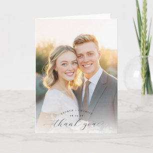 Romantic Warm Contemporary Photo Thank You Card
