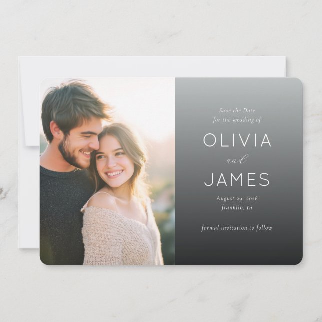 Romantic Warm Minimalist Photo Save The Date (Front)