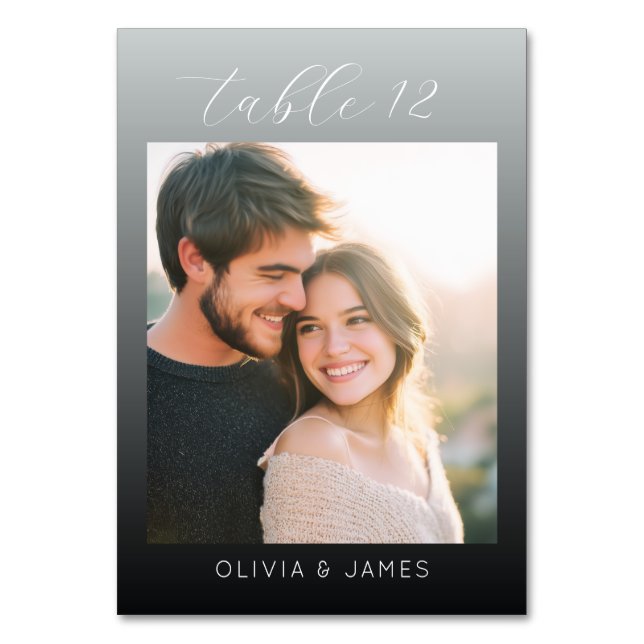 Romantic Warm Minimalist Photo Table Number (Front)