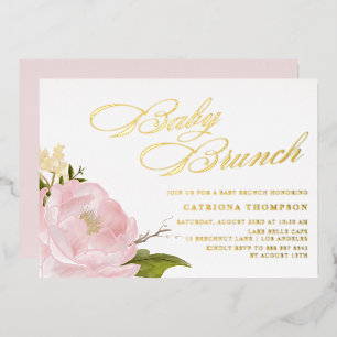 Romantic Watercolor Blush Pink Peony Baby Brunch
