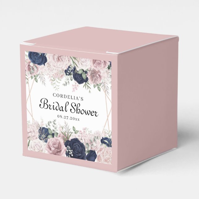 Romantic Watercolor Blush Pink Roses Bridal Shower Favour Box (Front Side)