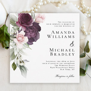 Romantic Watercolor Botanical Wedding Invitation
