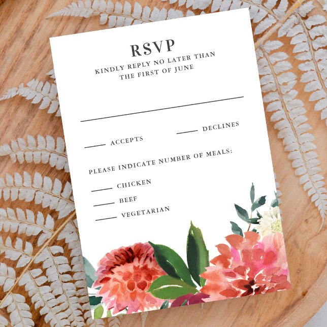 Romantic Watercolor Bouquet Wedding Reply RSVP Card (Creator Uploaded)