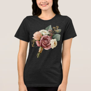 Romantic Watercolor Bridal Bouquet Tri-Blend Shirt