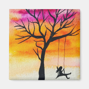 Romantic Watercolor Bridal Shower sunset Magnet