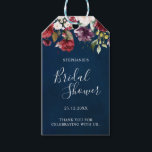 Romantic Watercolor Burgundy Red Navy Rose Floral Gift Tags<br><div class="desc">Elegant and modern romantic watercolor floral Bridal shower gift tag features a bouquet of burgundy / marsala , blush pink, Purple, peach watercolor roses with matching foliage on navy blue background. Perfect for a fall / midsummer wedding. Please find more matching designs and variations from my "blissweddingpaperie" store. And feel...</div>