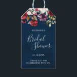 Romantic Watercolor Burgundy Red Navy Rose Floral Gift Tags<br><div class="desc">Elegant and modern romantic watercolor floral Bridal shower gift tag features a bouquet of burgundy / marsala , blush pink, Purple, peach watercolor roses with matching foliage on navy blue background. Perfect for a fall / midsummer wedding. Please find more matching designs and variations from my "blissweddingpaperie" store. And feel...</div>