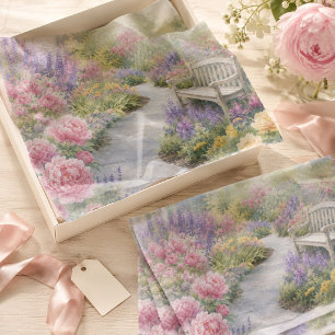Romantic Watercolor Cottage Garden Floral Tissue Paper