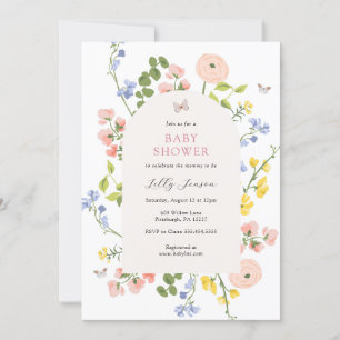 Romantic Watercolor Floral Baby Shower Invitation