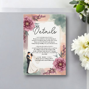 Romantic Watercolor Floral Bride And Groom Wedding Enclosure Card