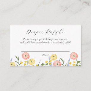 Romantic Watercolor Floral Diaper Raffle Enclosure Card