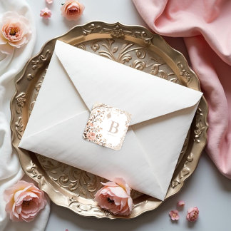 Romantic Watercolor Floral Filigree Design Square Sticker