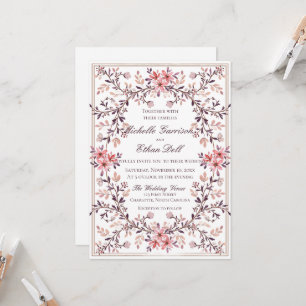 Romantic Watercolor Floral Frame-Fall Colours Invitation