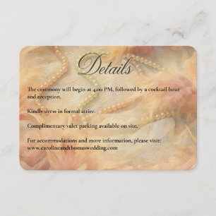 Romantic Watercolor Floral Pearls Feathers Wedding Enclosure Card