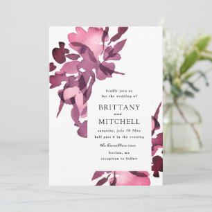 Romantic Watercolor Floral Plum Wedding Invitation