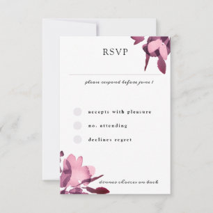 Romantic Watercolor Floral Plum Wedding RSVP Card